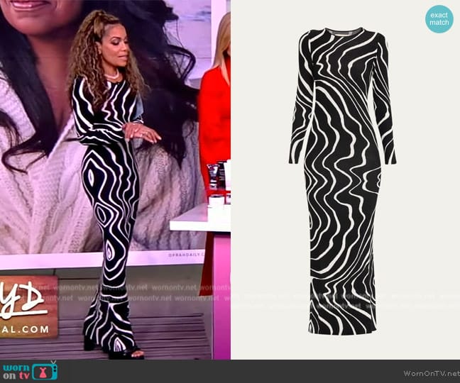 Sunny’s abstract swirl print dress on The View