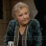 Traci’s green embroidered velvet jacket on The Young and the Restless