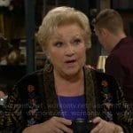 Traci’s floral velvet kimono jacket on The Young and the Restless