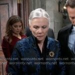 Tracy’s black and blue floral jacket on General Hospital