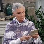 Tracy’s grey floral scarf on General Hospital