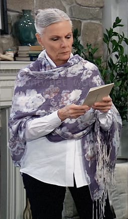 Tracy's grey floral scarf on General Hospital