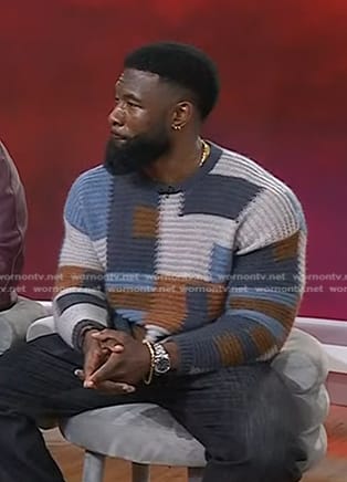 Trevante Rhodes's colorblock mohair sweater on Today