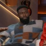 Trevante Rhodes’s colorblock mohair sweater on Kelly Clarkson Show