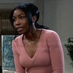 Trina’s pink v-neck sweater on General Hospital