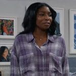 Trina’s purple plaid shirt on General Hospital