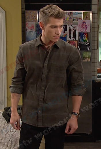 Tripp's brown plaid shirt on Days of our Lives