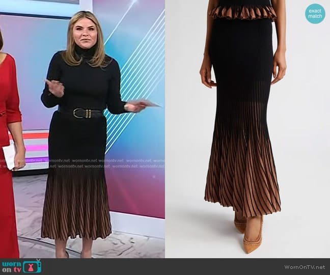 Ulla Johnson Emilia Pleated Ombré Maxi Sweater Skirt worn by Jenna Bush Hager on Today