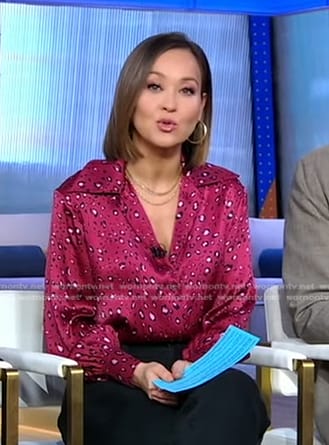 Eva’s red printed silk blouse on Good Morning America