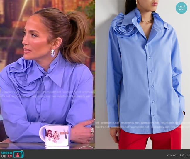 Valentino Garavani Rosette-Collar Long-Sleeve Shirt worn by Jennifer Lopez on The View