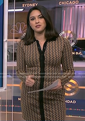 Valerie Castro's beige zig zag mini dress on NBC News Daily