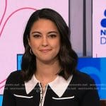 Valerie Castro’s black contrast trim zip front dress on NBC News Daily