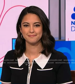 Valerie Castro’s black contrast trim zip front dress on NBC News Daily