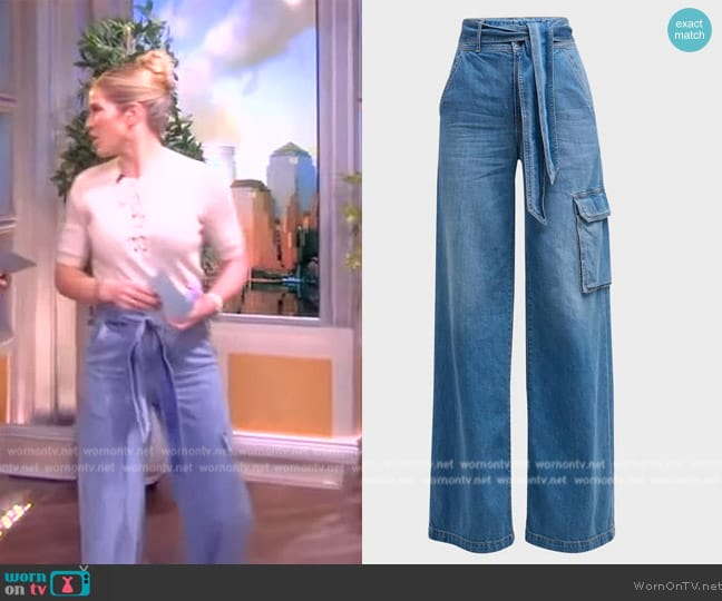 Veronica Beard Belisa Belted Wide-Leg Cargo Jeans worn by Sara Haines on The View