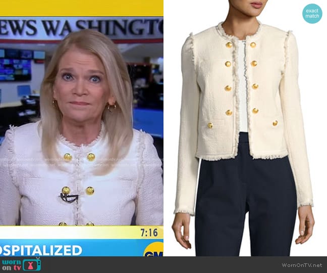 Veronica Beard Betsy Lace-Back Tweed Jacket worn by Martha Raddatz on Good Morning America