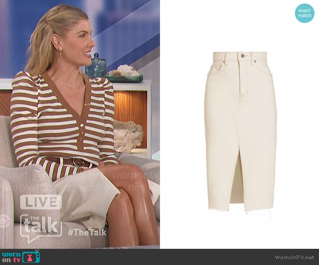 Veronica Beard Breves Denim Midi Skirt worn by Amanda Kloots on The Talk