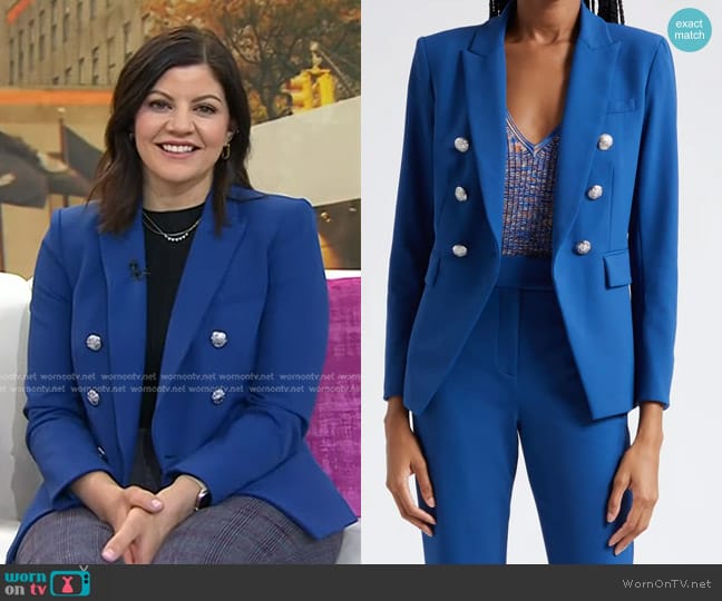 Veronica Beard Miller Double Breasted Dickey Jacket in Cerulean worn by Jenny Cavnar on Today