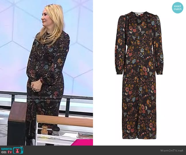 Veronica Beard Terina Floral Silk-Blend Midi-Dress worn by Chassie Post on Today