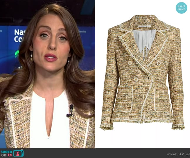 Veronica Beard Theron Tweed Double-Breasted Jacket worn by Kristina Partsinevelos on NBC News Daily