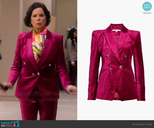 Veronica Beard Elam Velvet Dickey Jacket in Fuchsia worn by Margaret Wright (Marcia Gay Harden) on So Help Me Todd