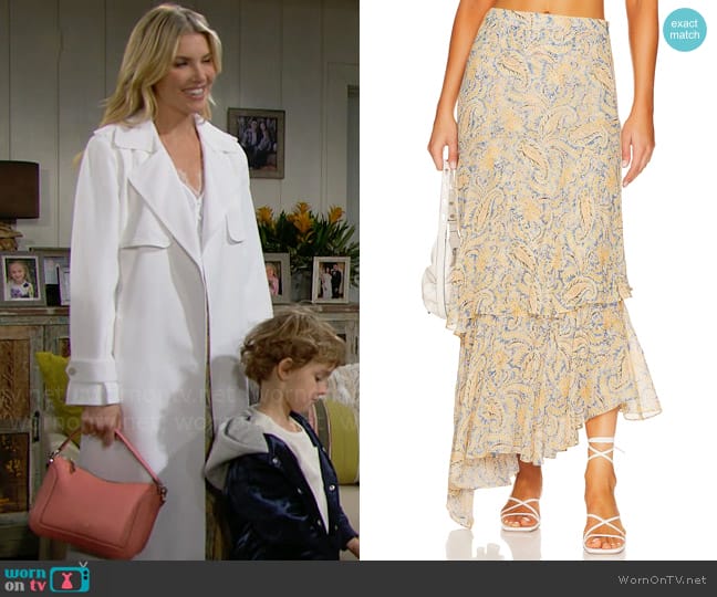 Veronica Beard Kaneli Skirt worn by Lucy (Amanda Kloots) on The Bold and the Beautiful