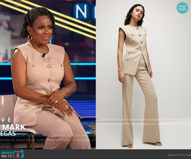 Veronica Beard Tamara Linen-Blend Vest worn by Sheryl Lee Ralph on Live with Kelly and Mark