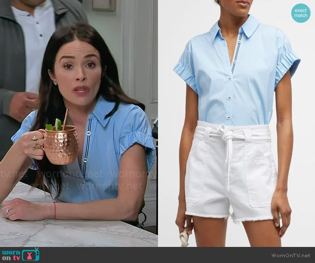 Veronica Beard Matera Shirt worn by Julia Mariano (Abigail Spencer) on Extended Family