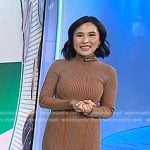 Vicky’s brown ribbed mock neck dress on Today