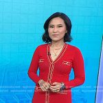 Vicky’s red contrast trim knit dress on Today