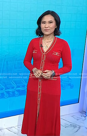 Vicky's red contrast trim knit dress on Today