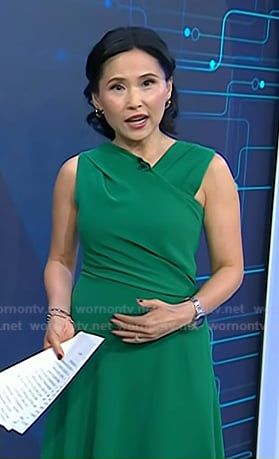 Vicky's green asymmetric midi dress on Today