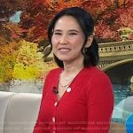 Vicky’s red v-neck cardigan on Today