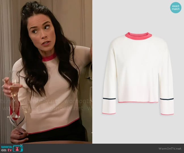 Victoria Beckham Cropped wool-blend sweater worn by Julia Mariano (Abigail Spencer) on Extended Family