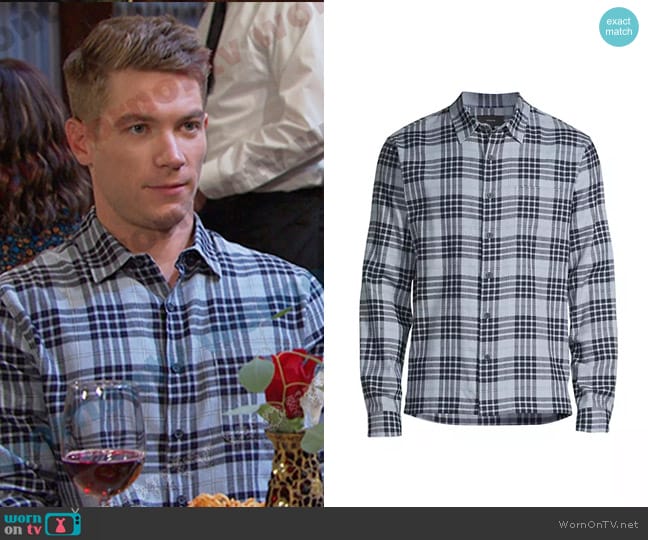 Vince Calabasas Plaid Shirt worn by Tripp Johnson (Lucas Adams) on Days of our Lives