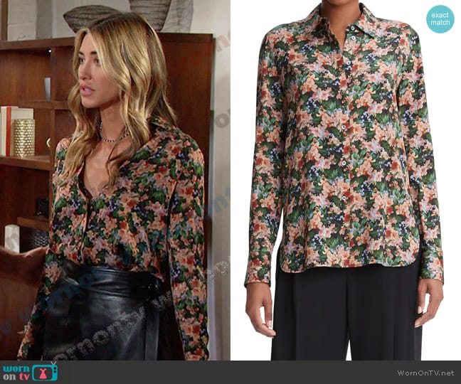 Vince Wild Primrose Print Stretch Silk Blouse worn by Sloan Peterson (Jessica Serfaty) on Days of our Lives