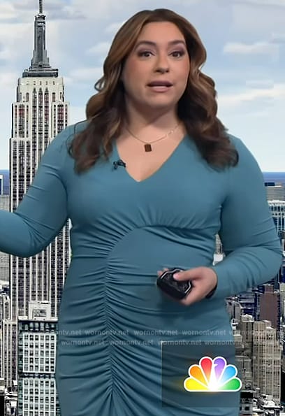 Violeta's green ruched sheath dress on NBC News Daily