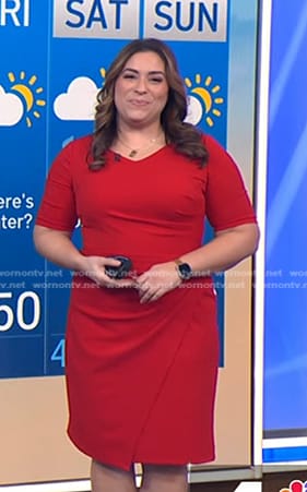 Violeta’s red wrap dress on NBC News Daily