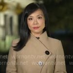 Weijia Jiang’s asymmetric button coat on CBS Mornings