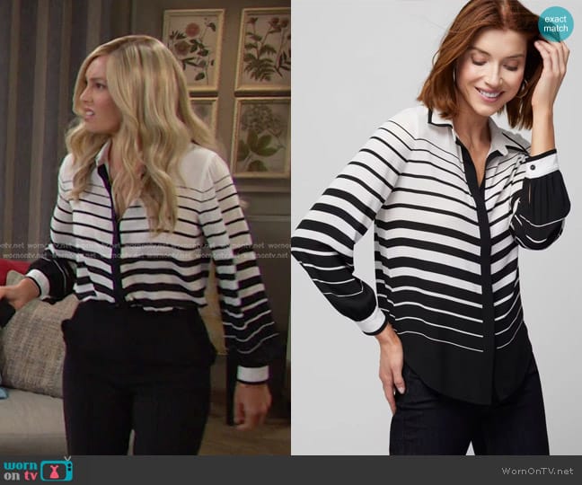 White House Black Market Long-Sleeve Soft Shirt worn by Theresa Donovan (Emily O'Brien) on Days of our Lives