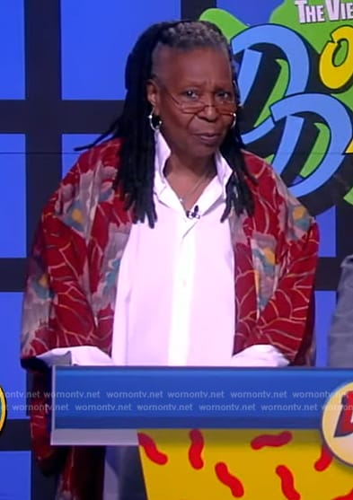 Whoopi's burgundy floral kimono on The View