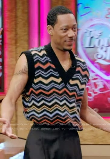 Tyler James Williams zig-zag vest on Live with Kelly and Mark