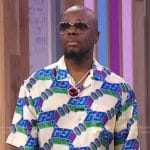 Wyclef’s GG printed shirt on Sherri