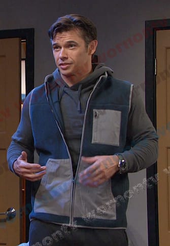 Xander's navy colorblock fleece vest on Days of our Lives