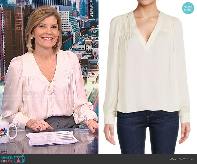 Zadig & Voltaire Telia V Neck Satin Top​​ worn by Kate Snow on NBC News Daily