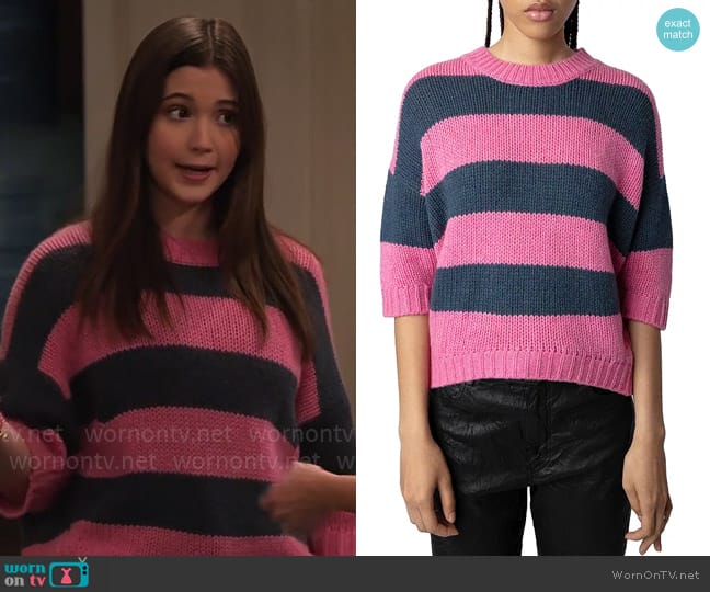 Zadig & Voltaire Bully Cashmere Striped Sweater worn by Grace Kearney (Sofia Capanna) on Extended Family