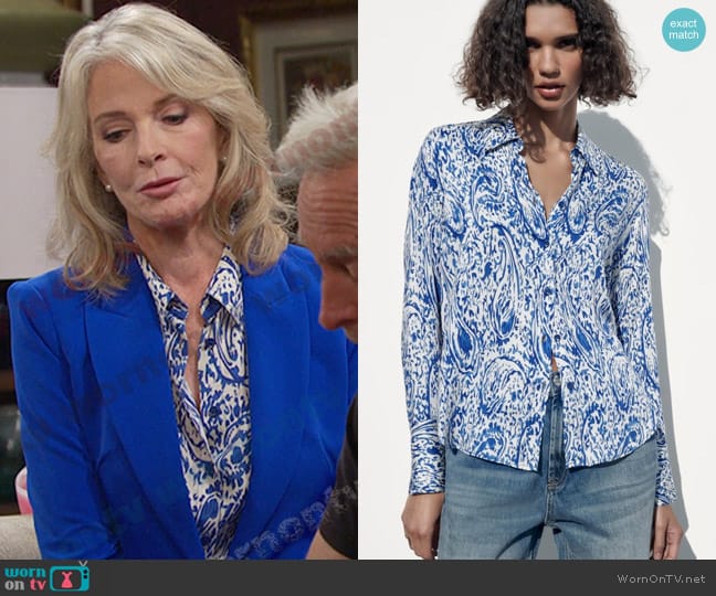 Zara Printed Shirt worn by Marlena Evans (Deidre Hall) on Days of our Lives