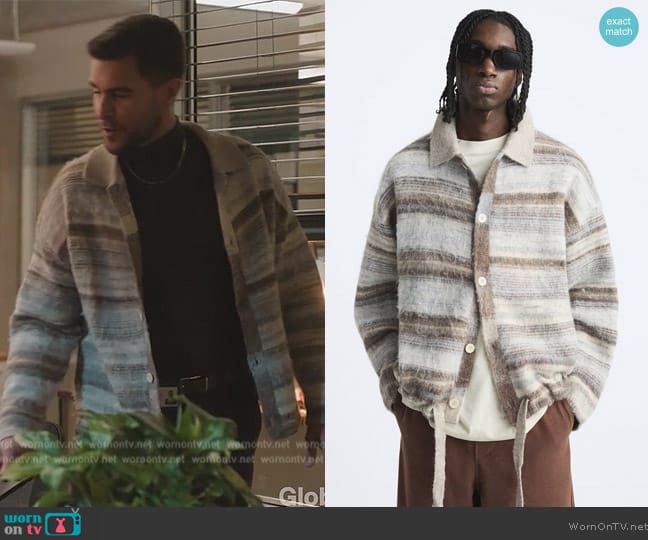 Zara Striped Brushed Cardigan worn by Josh Segarra (Josh Segarra) on Abbott Elementary