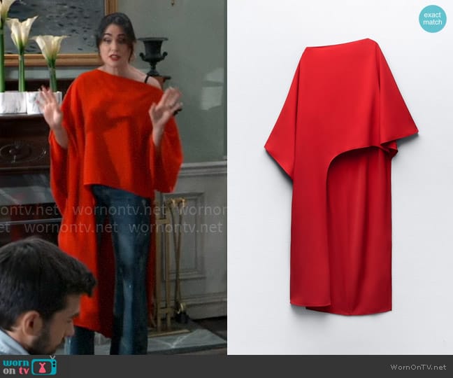 Zara Asymmetric Cape Blouse worn by Lois Cerullo (Rena Sofer) on General Hospital