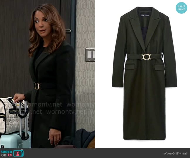 Zara Manteco Wool Gold Buckle Belt worn by Natalia (Eva LaRue) on General Hospital