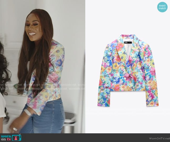 Zara Floral Print Blazer worn by Nneka Ihim on The Real Housewives of Potomac